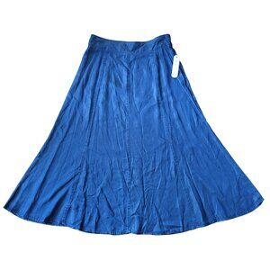 KC Khakis Co Blue Full Length Lightweight Jean Denim Skirt 8 A Line Modest